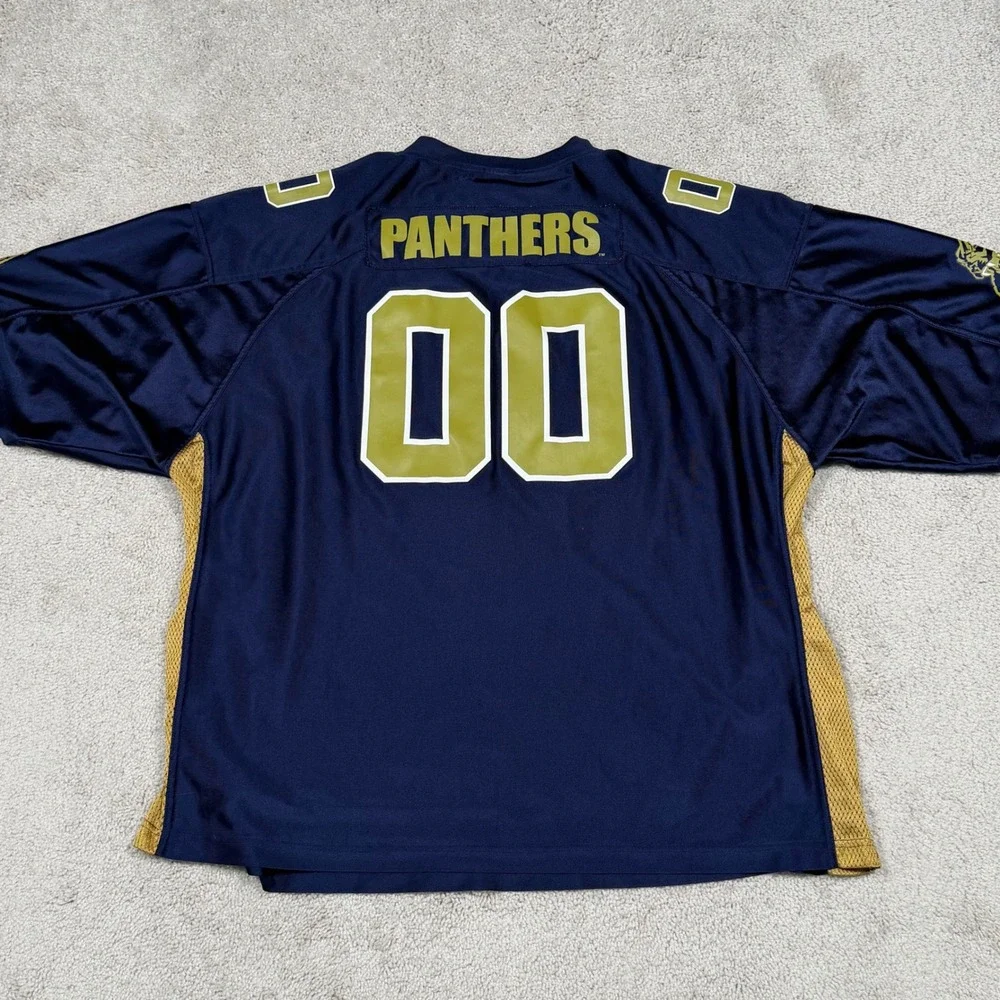 VTG 90s Starter Team Panthers Football Jersey Navy Gold Mens 3XL Made In Macau